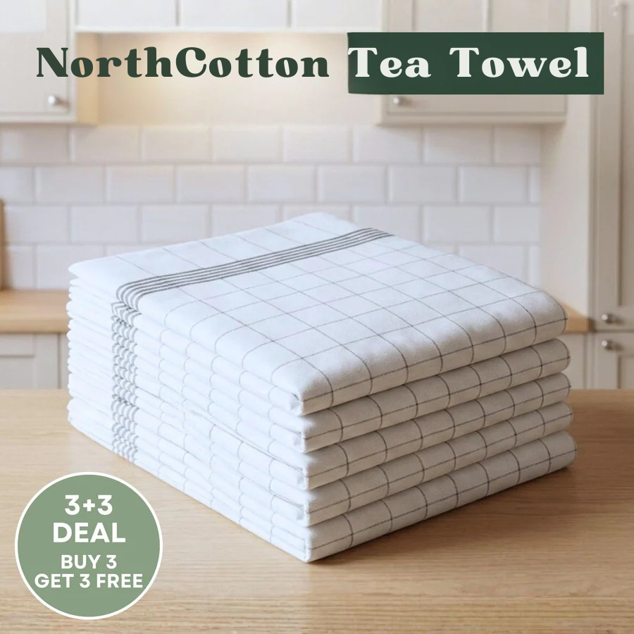 NorthStarCotton Tea Towel - Premium Extra-Thick Cotton Cloths 220 GSM (62x45cm)
