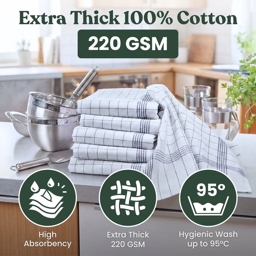 NorthStarCotton Tea Towel - Premium Extra-Thick Cotton Cloths 220 GSM (62x45cm)